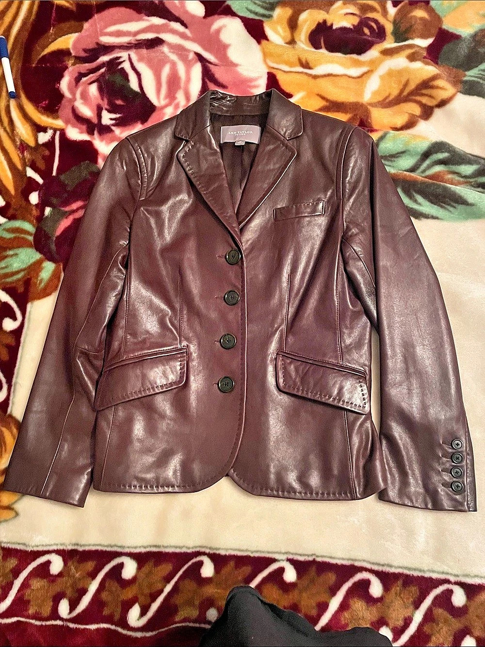 Ann Taylor Leather Blazer in Brown Size 6P Like New